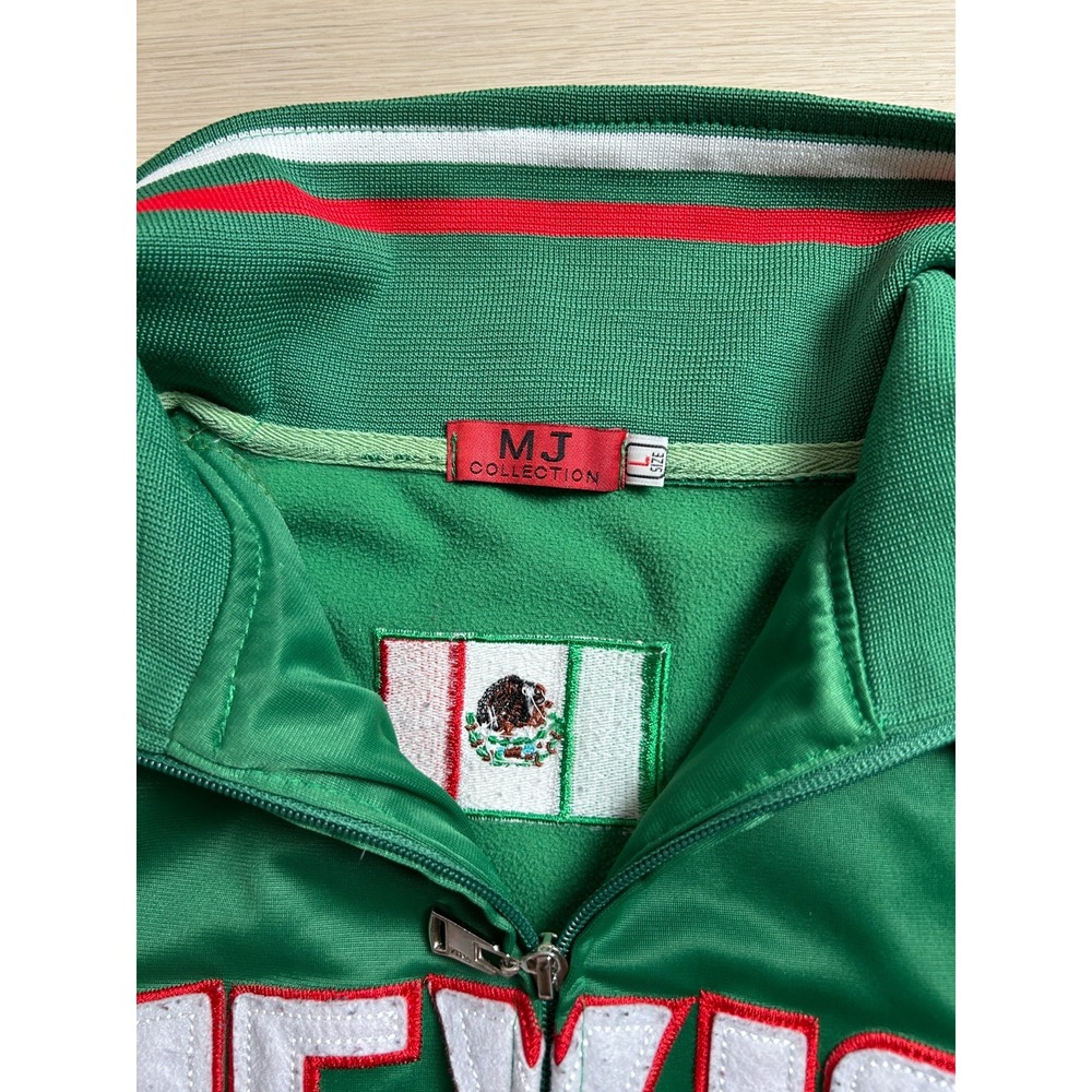 Mexico Track Jacket Mens Large Green Full Zip Soccer Coat Flag Embroidered MJ - Picture 3 of 5